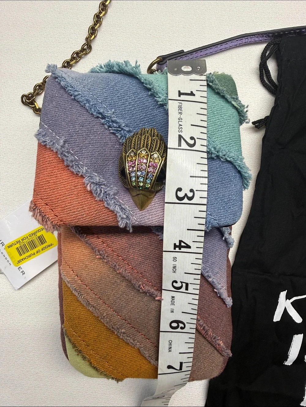 Kurt Geiger London Kensington Rainbow Denim Phone Pouch Multicolor Crossbody